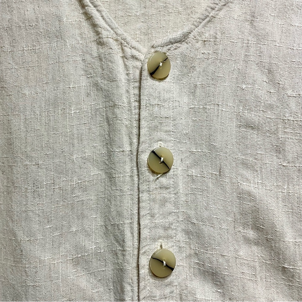 Vintage Chico’s Design Size 0.Lightweight Flax Rayon Blend.Button Down Tan Shirt - Picture 6 of 8